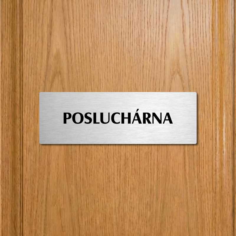 Posluchárna, 200x66mm, zlatá popiska s imitacemi šroubků